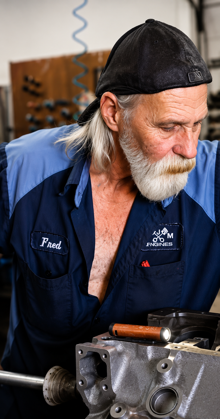 Fred working at MJM Engines machine shop